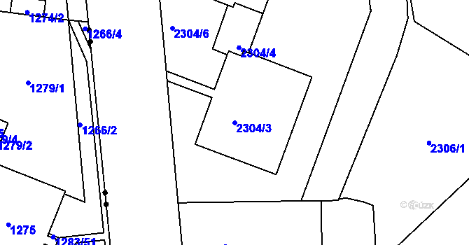 Parcela st. 2304/3 v KÚ Husovice, Katastrální mapa