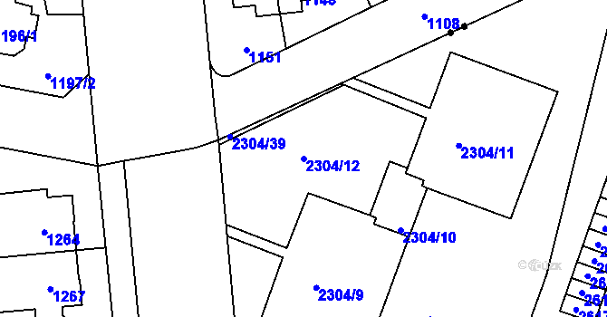 Parcela st. 2304/12 v KÚ Husovice, Katastrální mapa