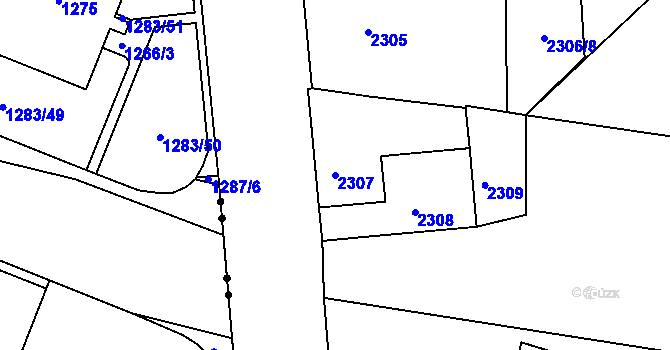 Parcela st. 2307 v KÚ Husovice, Katastrální mapa