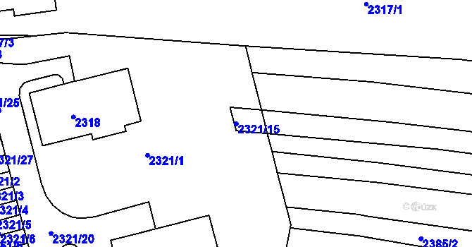 Parcela st. 2321/15 v KÚ Husovice, Katastrální mapa