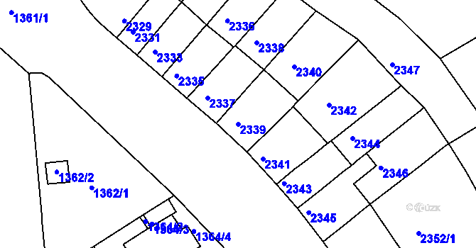 Parcela st. 2339 v KÚ Husovice, Katastrální mapa