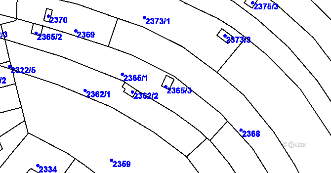 Parcela st. 2365/3 v KÚ Husovice, Katastrální mapa