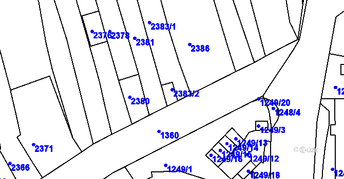 Parcela st. 2383/2 v KÚ Husovice, Katastrální mapa