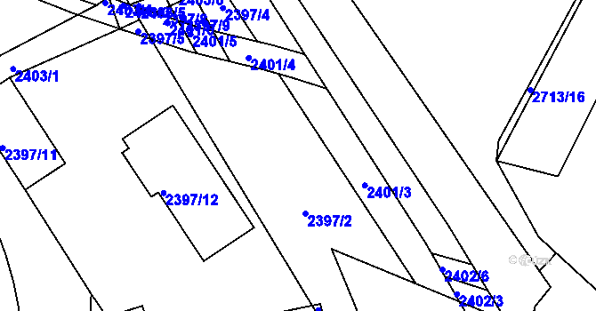 Parcela st. 2397/6 v KÚ Husovice, Katastrální mapa