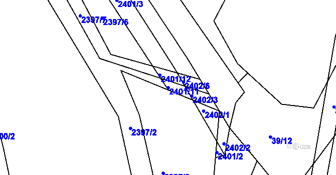 Parcela st. 2401/11 v KÚ Husovice, Katastrální mapa