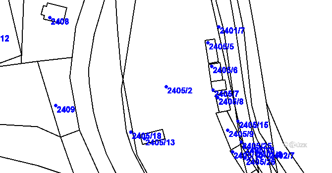 Parcela st. 2405/2 v KÚ Husovice, Katastrální mapa