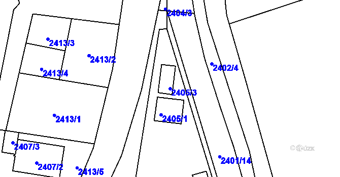 Parcela st. 2405/3 v KÚ Husovice, Katastrální mapa