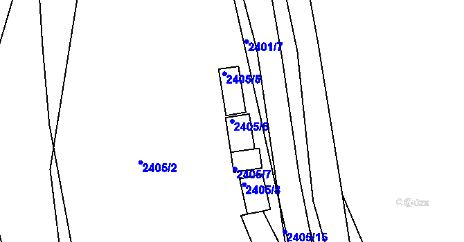 Parcela st. 2405/6 v KÚ Husovice, Katastrální mapa