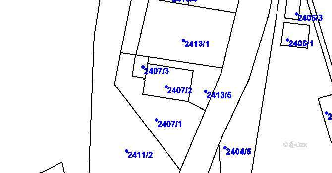 Parcela st. 2407/2 v KÚ Husovice, Katastrální mapa