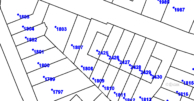 Parcela st. 2425 v KÚ Husovice, Katastrální mapa