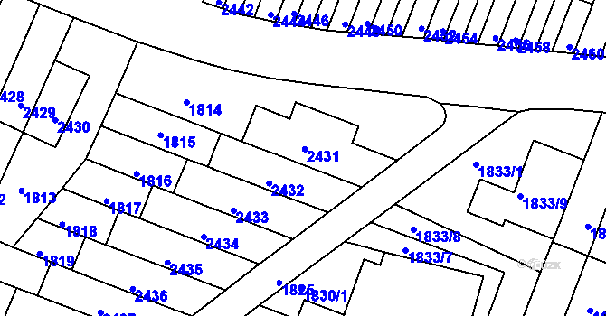 Parcela st. 2431 v KÚ Husovice, Katastrální mapa