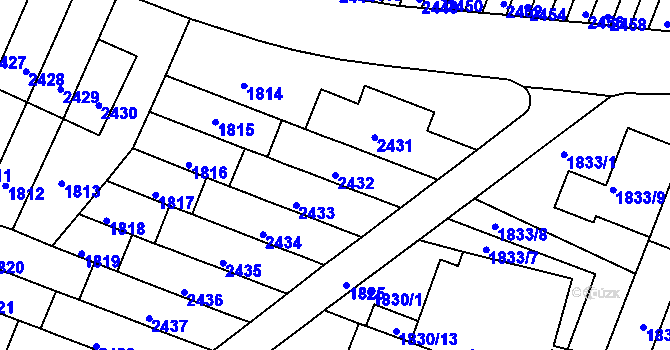 Parcela st. 2432 v KÚ Husovice, Katastrální mapa