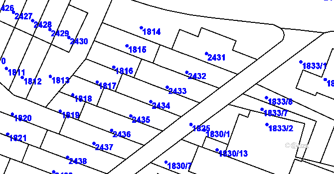 Parcela st. 2433 v KÚ Husovice, Katastrální mapa