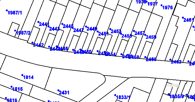 Parcela st. 2452 v KÚ Husovice, Katastrální mapa