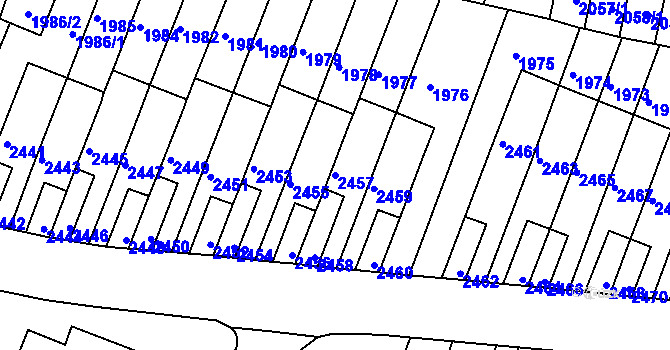 Parcela st. 2457 v KÚ Husovice, Katastrální mapa