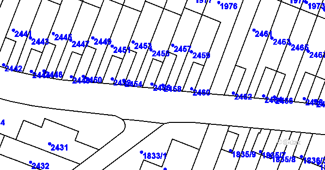 Parcela st. 2458 v KÚ Husovice, Katastrální mapa
