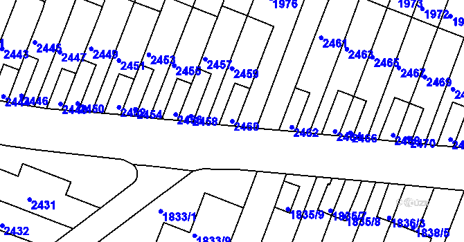 Parcela st. 2460 v KÚ Husovice, Katastrální mapa