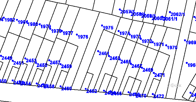 Parcela st. 2461 v KÚ Husovice, Katastrální mapa