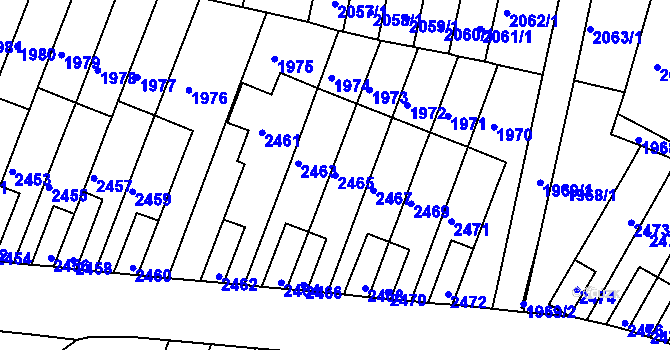 Parcela st. 2465 v KÚ Husovice, Katastrální mapa