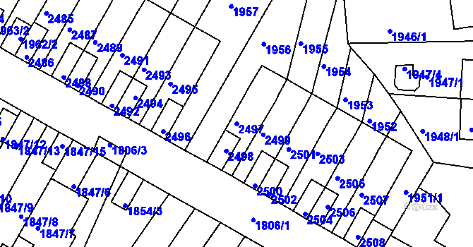 Parcela st. 2497 v KÚ Husovice, Katastrální mapa