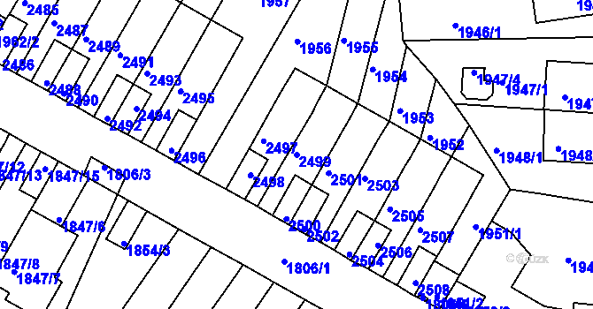 Parcela st. 2499 v KÚ Husovice, Katastrální mapa