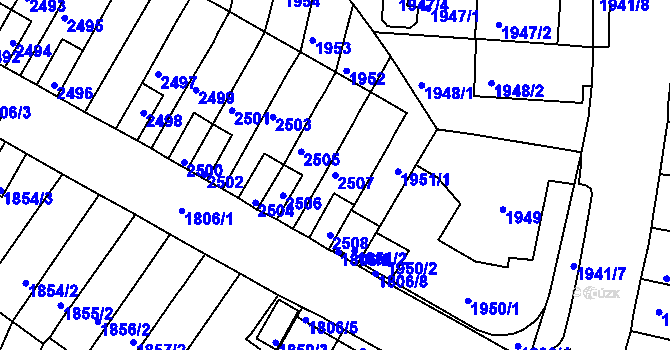 Parcela st. 2507 v KÚ Husovice, Katastrální mapa