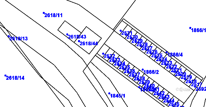 Parcela st. 2532 v KÚ Husovice, Katastrální mapa