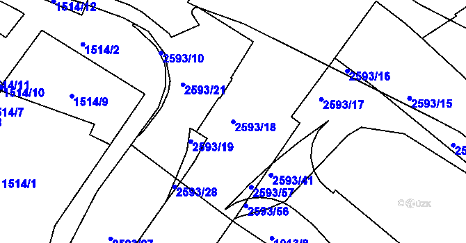 Parcela st. 2593/18 v KÚ Husovice, Katastrální mapa