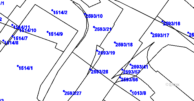 Parcela st. 2593/19 v KÚ Husovice, Katastrální mapa