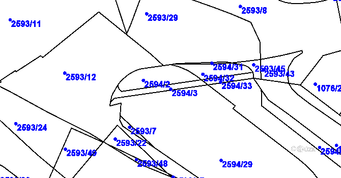 Parcela st. 2594/3 v KÚ Husovice, Katastrální mapa