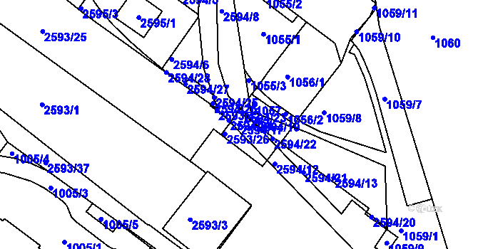 Parcela st. 2594/17 v KÚ Husovice, Katastrální mapa