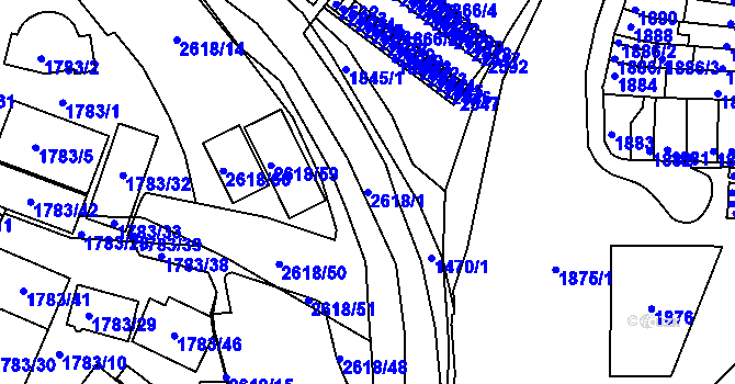 Parcela st. 2618/1 v KÚ Husovice, Katastrální mapa