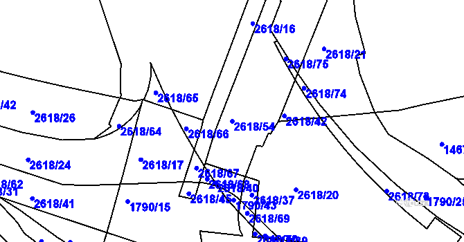 Parcela st. 2618/54 v KÚ Husovice, Katastrální mapa