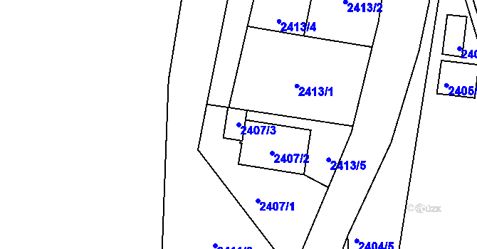 Parcela st. 2407/3 v KÚ Husovice, Katastrální mapa
