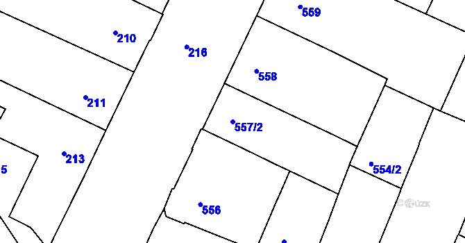 Parcela st. 557/2 v KÚ Husovice, Katastrální mapa