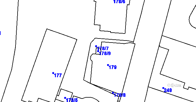 Parcela st. 178/9 v KÚ Husovice, Katastrální mapa