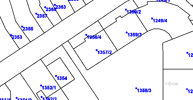Parcela st. 1357/2 v KÚ Husovice, Katastrální mapa