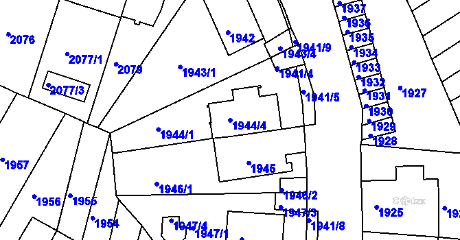 Parcela st. 1944/4 v KÚ Husovice, Katastrální mapa