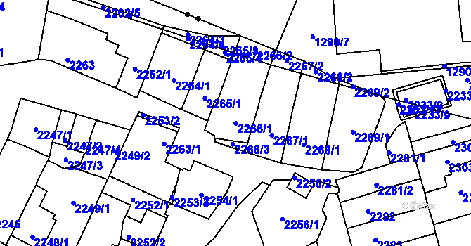 Parcela st. 2266/1 v KÚ Husovice, Katastrální mapa
