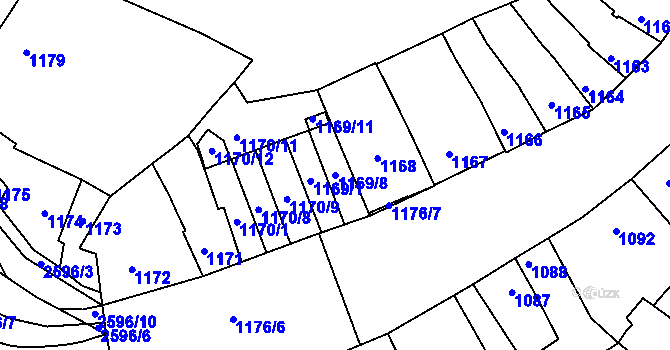Parcela st. 1169/8 v KÚ Husovice, Katastrální mapa