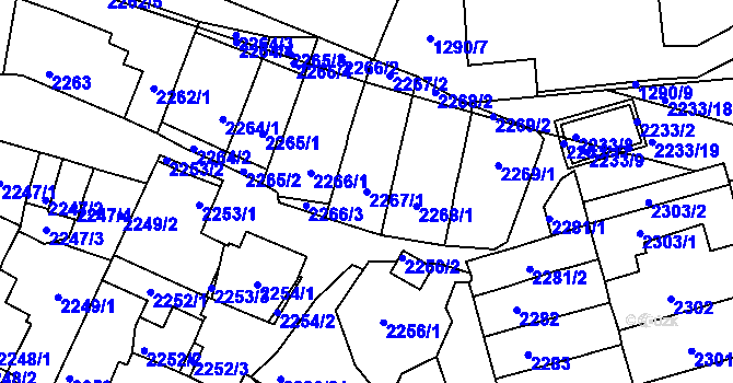 Parcela st. 2267/1 v KÚ Husovice, Katastrální mapa