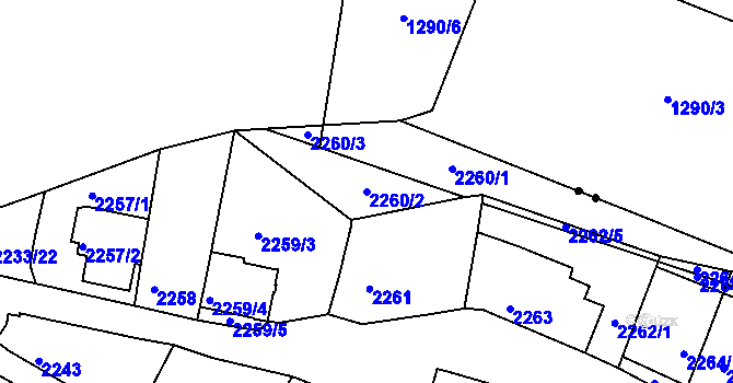 Parcela st. 2260/2 v KÚ Husovice, Katastrální mapa