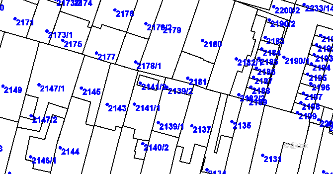 Parcela st. 2139/2 v KÚ Husovice, Katastrální mapa