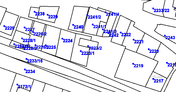 Parcela st. 2223/2 v KÚ Husovice, Katastrální mapa