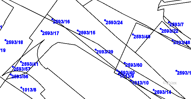 Parcela st. 2593/39 v KÚ Husovice, Katastrální mapa