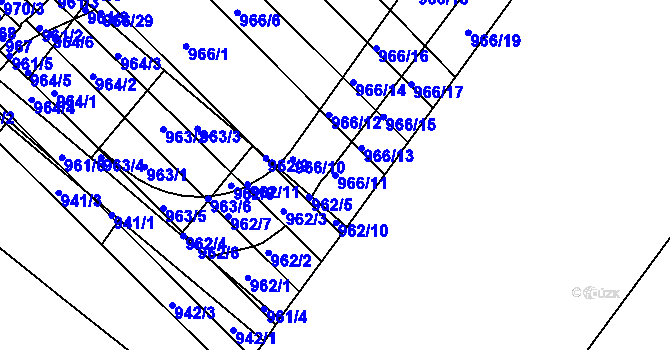 Parcela st. 966/11 v KÚ Husovice, Katastrální mapa