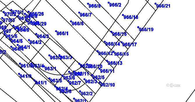 Parcela st. 966/12 v KÚ Husovice, Katastrální mapa