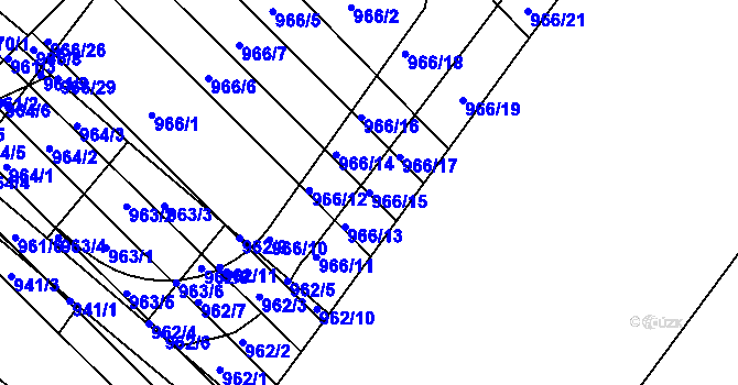 Parcela st. 966/15 v KÚ Husovice, Katastrální mapa