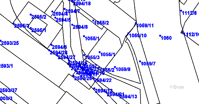 Parcela st. 1056/1 v KÚ Husovice, Katastrální mapa