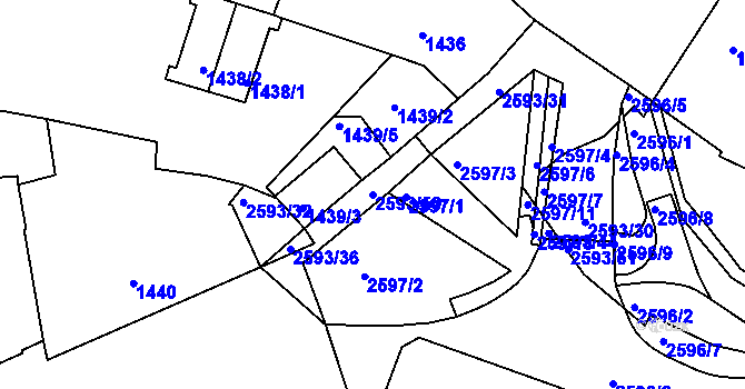 Parcela st. 2593/50 v KÚ Husovice, Katastrální mapa